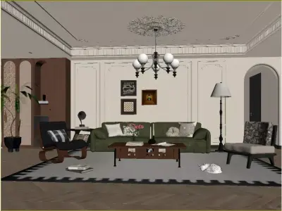 Light French Retro Style 3D model