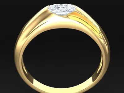 Light Gold Diamond Men Ring 2MR055 3D model