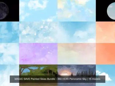 MAGIC SAVE Painted Skies Bundle - 360 HDRI Panoramic Sky 3D Model Pack