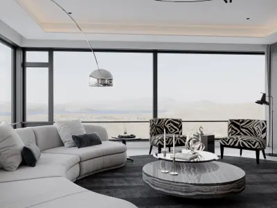 Modern living room scene 3D model purchase