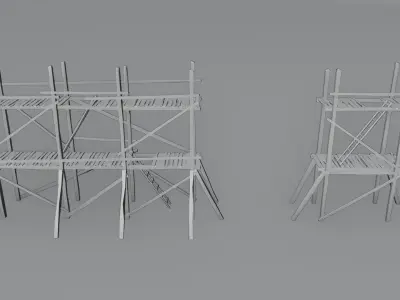 Medieval Wooden Scaffolding Low-poly 3D model