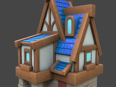 village stylized 3d model Low-poly 3D model