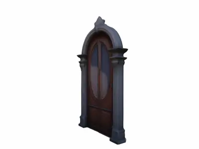 3d Model Wooden Doors In Different Stages Of Opening 3D model