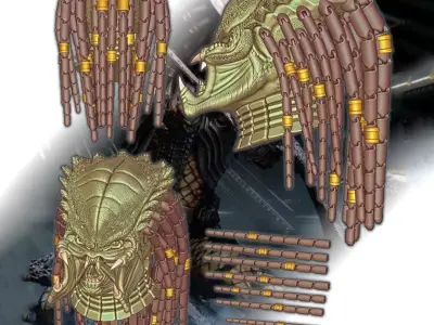 Predator Head with Dreadlocks STL 3D Print Files 3D print model