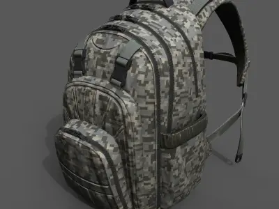 Backpack Camping Generic military camo human  Low-poly 3D model