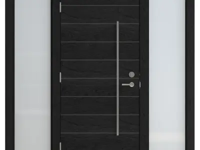Door-095 modern door with glass panels 3D model