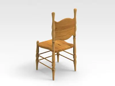 Wooden Armed Chair 3D model