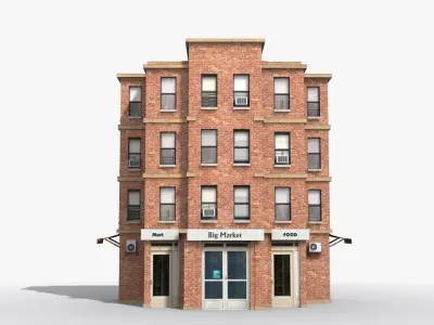 Apartment Building x17 Low-poly 3D model