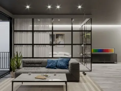 Glass Bedroom Scene for Cinema 4D  Corona Renderer and LightMix 3D model
