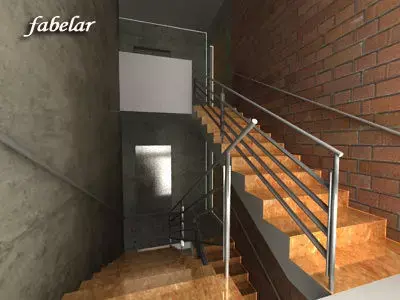 Stairs staircase in brick building Free 3D model