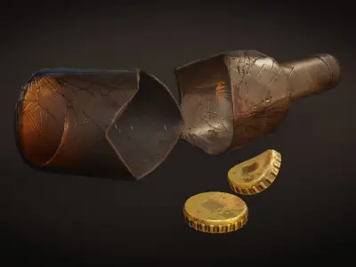 Beer Bottle And Crate - Urban Trash Low-poly 3D model