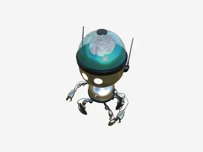 Brain Robot G08 Aluminum - SciFi Character Design Low-poly 3D model