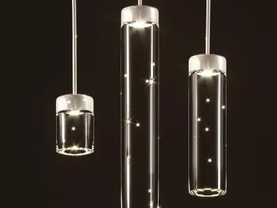 VESSEL three glass pendant lights hanging 3D model