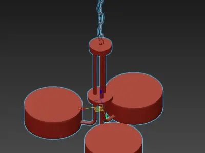 HOLLYWOOD light chandelier in brass 3D model