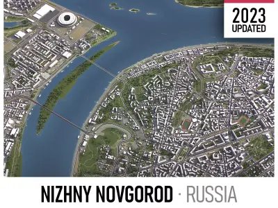 Nizhny Novgorod - 3D City Model Low-poly 3D model