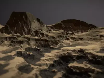 Realistic Sand and Greenery Terrain 3D Model 3D model