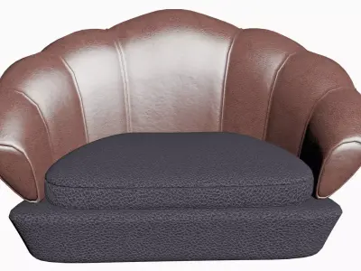 Luxury leather sofa Low-poly 3D model