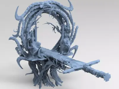 Portal Tree of Excalibur with statues 3D model