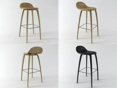 Stool 4-legged 3D model
