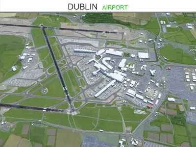 Dublin Airport  15km Low-poly 3D model
