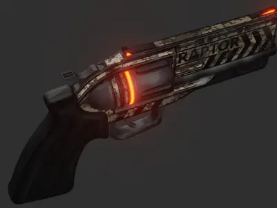 Sci-fi revolver Low-poly 3D model