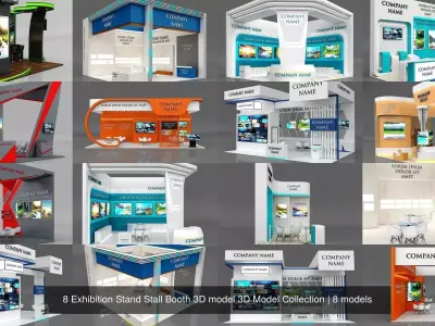 8 Exhibition Stand Stall Booth 3D model 3D Model Collection 3D Model Pack