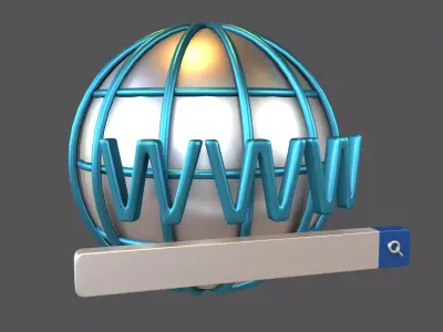 WWW Icon with Search Bar v1 003 Low-poly 3D model