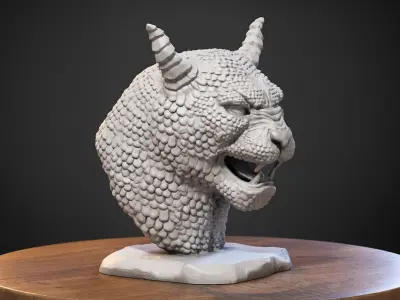 Lion dragon Headphone Stand Cyborg lion dragon Headset Stand 3D print model