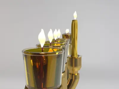 menorah gold 3D model