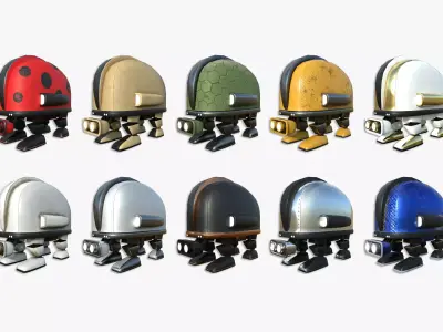 10 Turtleback Robots J Collection - SciFi Character Design 3D Model Pack