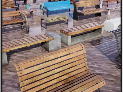 Ultimate Benches Package  30 Assets Low-poly 3D model