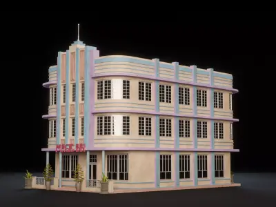 MIAMI VICE CITY ART DECO BUILDING 5 Low-poly 3D model
