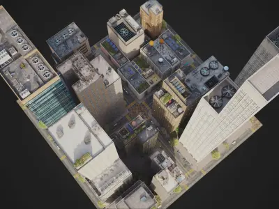 Realistic City District H18-A21 MAYA Low-poly 3D model