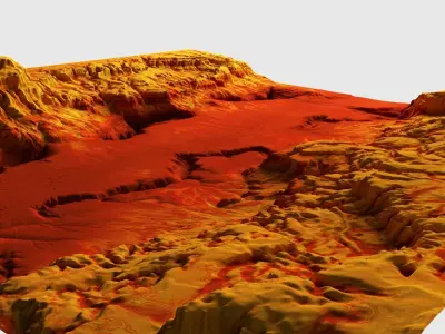 Cartoon mountain terrain with canyon and fissures 3D model