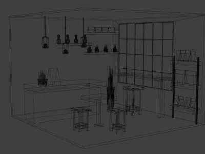 isometric cafe 3D model