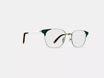 Heyward Eyeglasses in Antique Silver with Pine 3D model