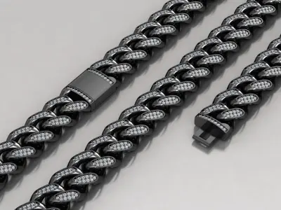 14 MM Cuban chain link diamond 3D print model