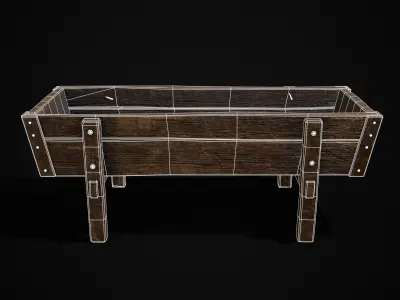 Wooden Trough Low-poly 3D model