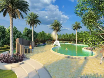 Luxurious Hotel Swimming pool 3D model