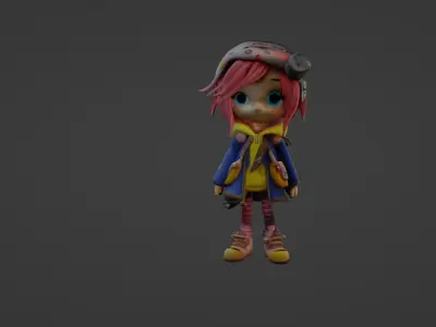  Adventurous Cyberpunk Girl  Stylized 3D Character Model   3D model