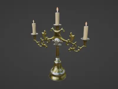 Victorian Candlestick Low-poly 3D model