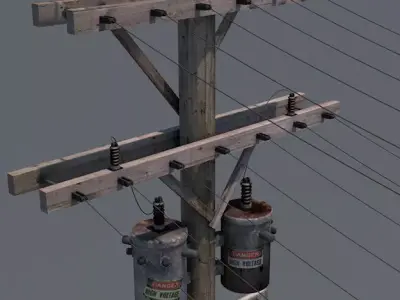 Utility Power Pole - Architectural and gaming environment asset  3D model