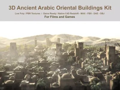 Ancient Arabic oriental Kit  Low-poly 3D model