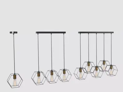 Collection of three chandeliers Low-poly 3D model