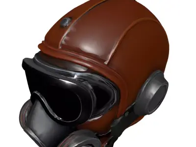 Vintage Leather Gas Mask Helmet Low-poly 3D model