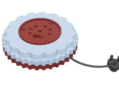 Round Power Extension Cord Low-poly 3D model