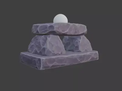 Stone Arch with Sphere Low-poly 3D model