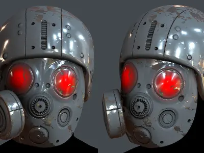 Gas mask helmet 3d model scifi Low-poly Low-poly 3D model Low-poly 3D model