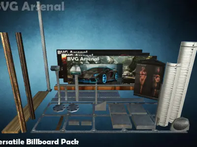 Modular Billboard Pack 01 Low-poly 3D model