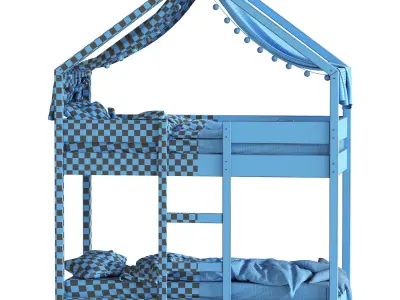 Sofie Bunk Bed House Cabin in White 3D model